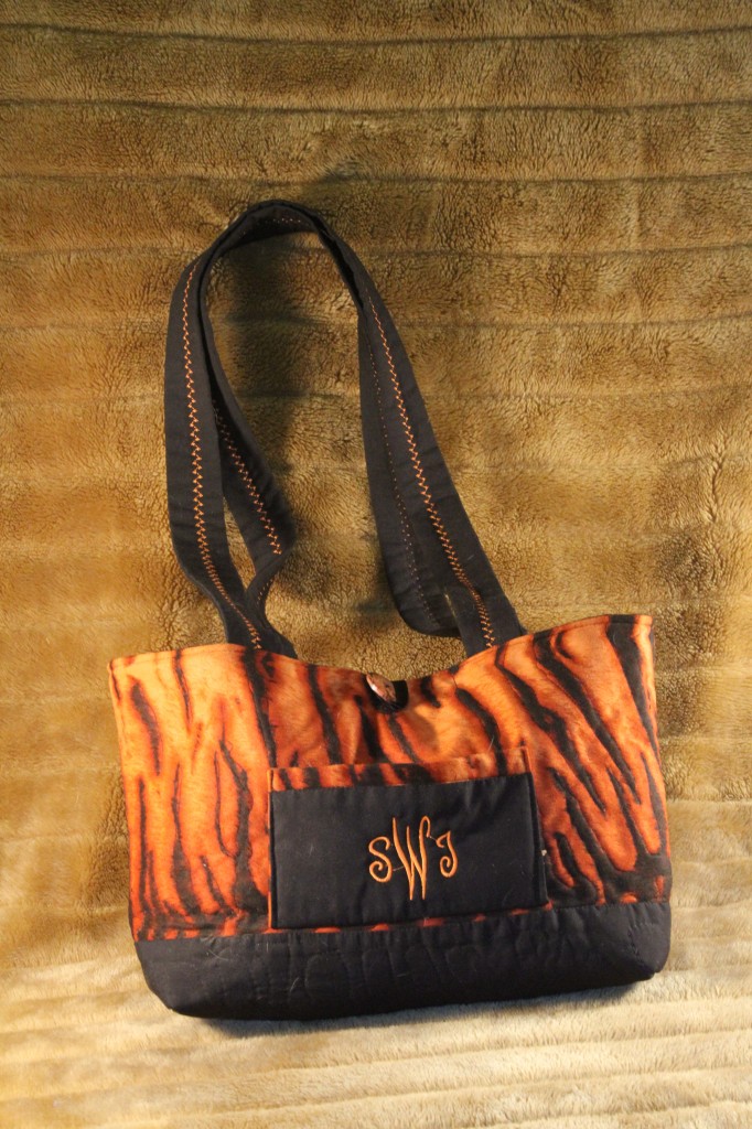 Tiger striped monogrammed purse