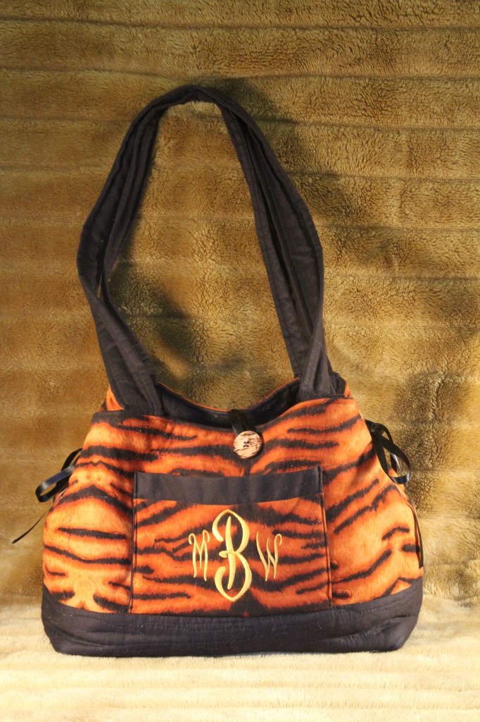 Tiger striped monogrammed purse